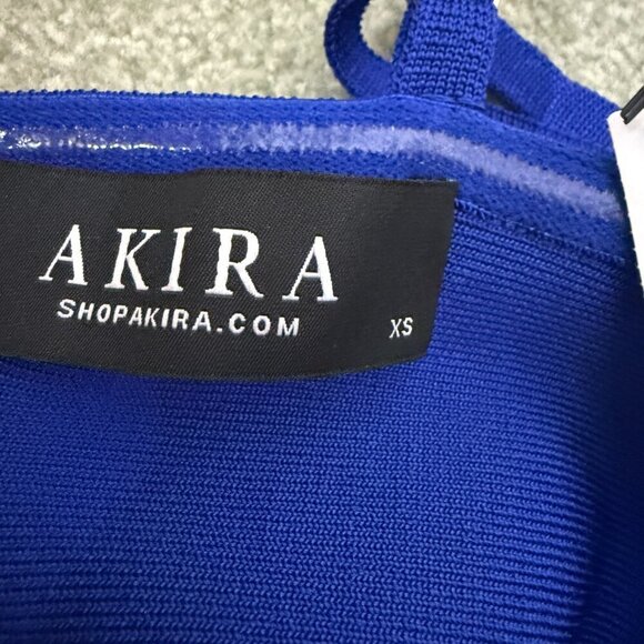AKIRA Rhinestone Blue Waterfall Bandage Mini Dress New with Tags XS - Picture 9 of 10
